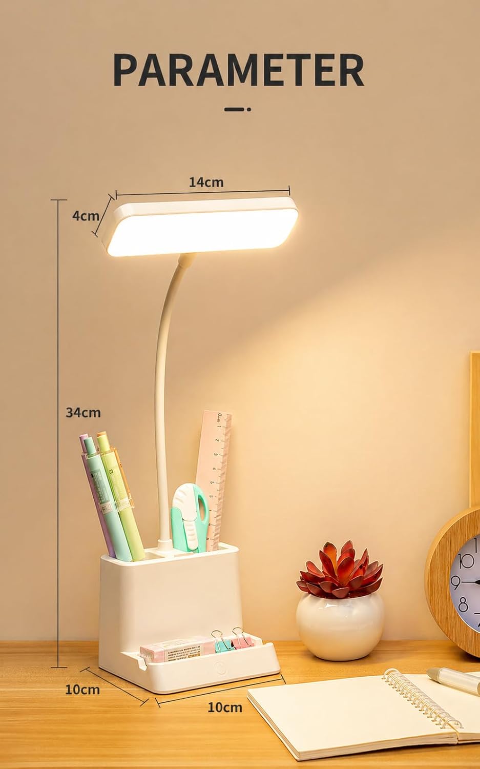 SaleOn Rechargeable Stable Desk Lamp with USB Cable | 3 Color Modes | 6 Month Warranty | Mobile Holder | Eye Protection | Study & Reading Table Lamp | Touch Control |...