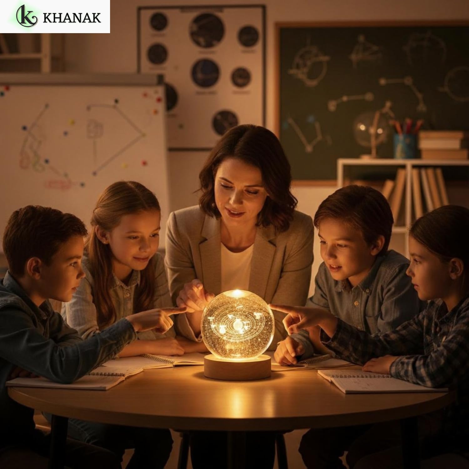 Universe Crystal Ball Night Light,3D Glass Ball Night LED Lamp with Woodern Base,Colorful LED Wooden Crystal Ball for Home Decoration Birthday Gift for Teens Boys andGirls