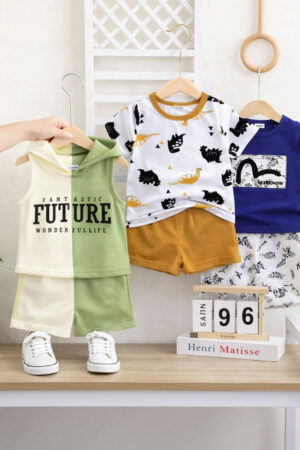 BAESD Unisex Kids Printed T-shirt with Shorts