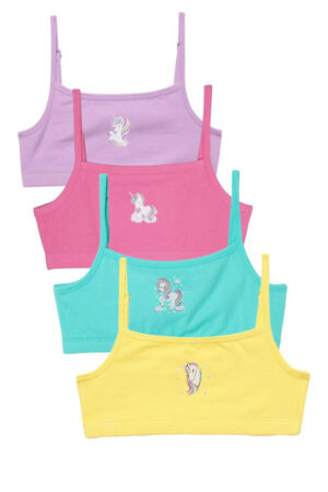 Charm n Cherish Girls Pack of 4 Unicorn Printed Full Coverage Beginners Bra