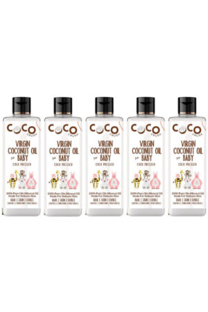 Coco Crush Set Of 5 Natural & Virgin Coconut Massage Oil For Babies - 100ml Each