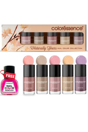 Coloressence Set Of 5 Naturally Yours Quick Dry Nail Paint With Remover - 6 ml Each