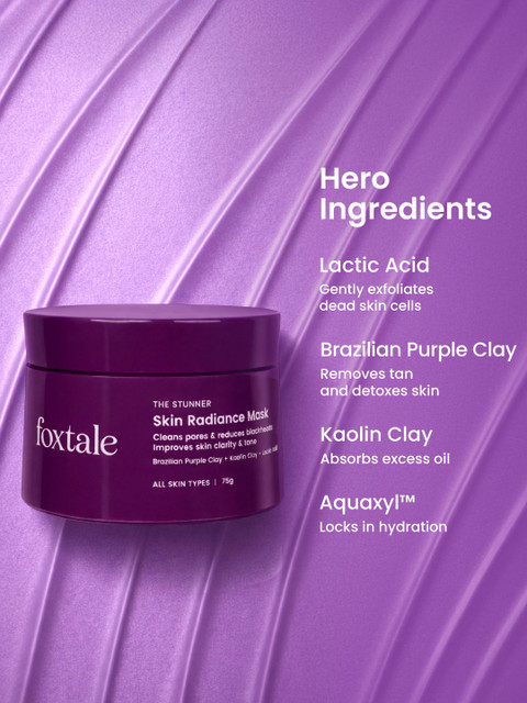 Foxtale De Tan Skin Radiance Mask With Lactic Acid-Brazilian Purple Clay & Kaolin Clay 75g