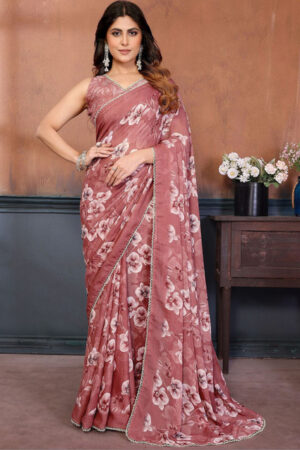 HERE&NOW Floral Pure Georgette Saree