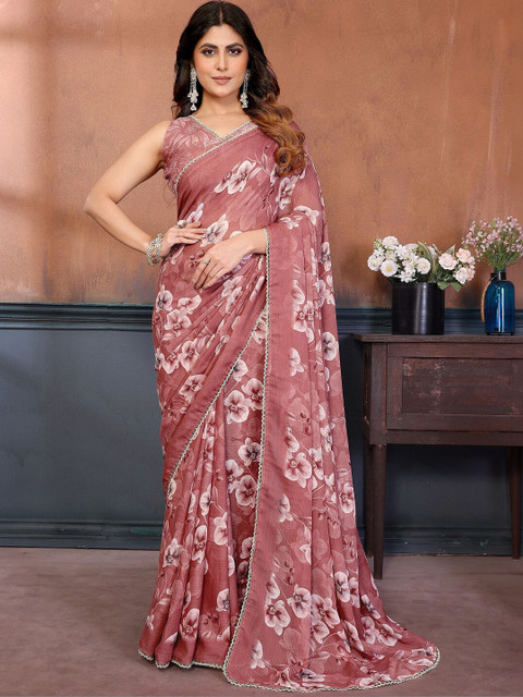 HERE&NOW Floral Pure Georgette Saree