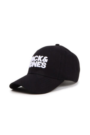 Jack & Jones Men Black & White Printed Pure Cotton Baseball Cap