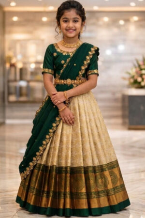 KALINI Girls Embellished Ready to Wear Lehenga & Blouse With Dupatta