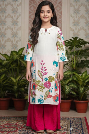 KALINI Girls Floral Printed Kurta