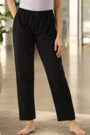 Kryptic Women Relaxed-Fit Straight-Leg Pure Cotton Lounge Pants