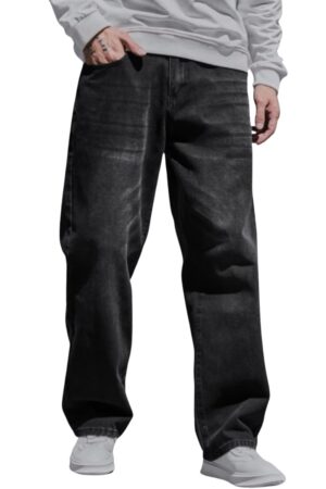 Men’s Baggy Fit Jeans – Loose Fit High-Rise Denim – Comfortable Casual Wear Jeans for Men – Trendy Street Style Denim Pants