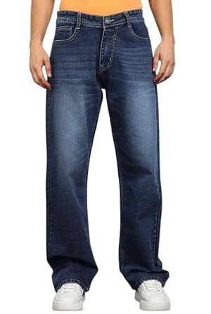 Men’s Baggy Fit Jeans – Loose Fit High-Rise Denim – Comfortable Casual Wear Jeans for Men – Trendy Street Style Denim Pants