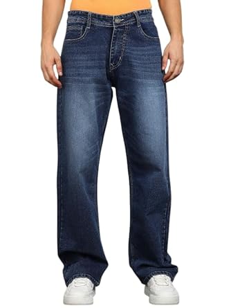 Men’s Baggy Fit Jeans – Loose Fit High-Rise Denim – Comfortable Casual Wear Jeans for Men – Trendy Street Style Denim Pants
