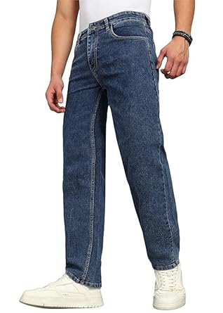 Men’s Baggy Fit Jeans – Loose Fit High-Rise Denim – Comfortable Casual Wear Jeans for Men – Trendy Street Style Denim Pants