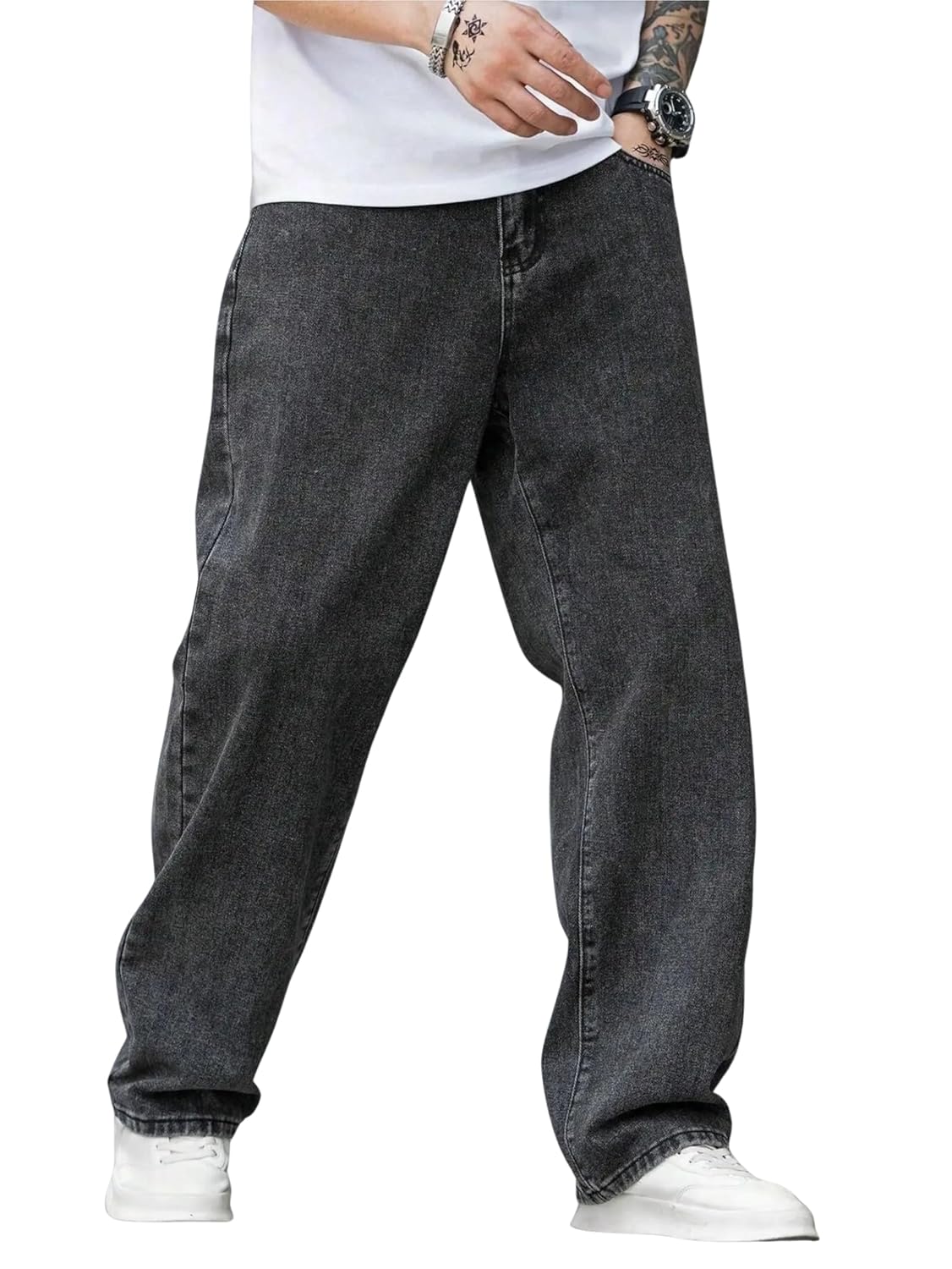Men’s Baggy Fit Jeans – Loose Fit High-Rise Denim – Comfortable Casual Wear Jeans for Men – Trendy Street Style Denim Pants