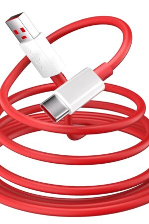 one plus Original 80W Fast Charging USB-A to Type-C Data Cable 1 Meter for OnePlus 13, 12R, 11R, 10R, 9 Pro, 8T, 7T & Nord CE5/CE4/CE3/CE2 Lite – Super/VOOC Warp UltraDart...