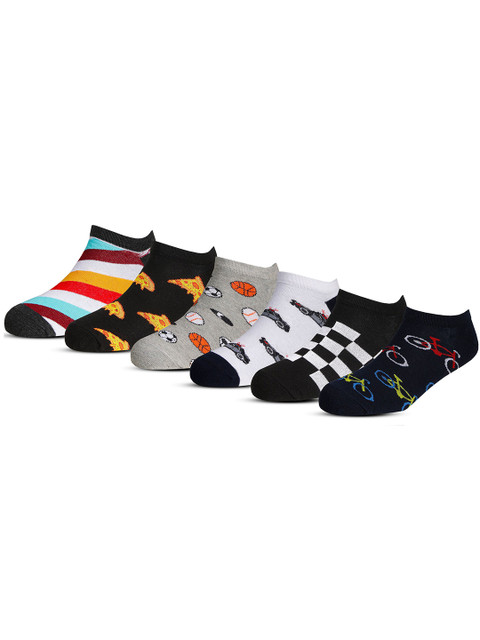 RC. ROYAL CLASS Kids Pack Of 6 Patterned Organic Cotton Ankle-Length Socks