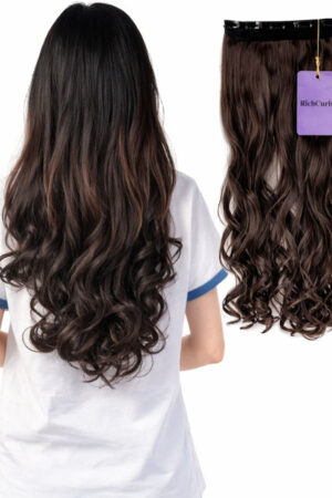 RichCurls Clip-In Wavy Locks Hair Extension - Black - 22 Inch