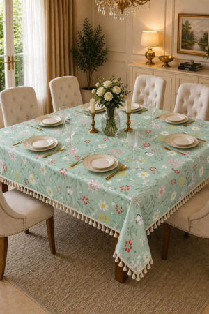RRC Green Floral 6-Seater Table Cover