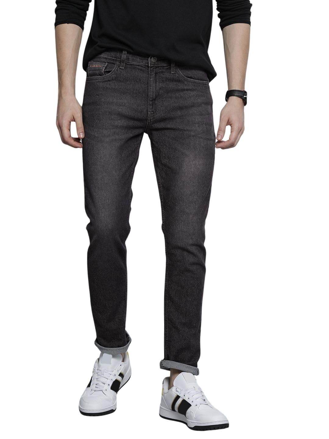 The Indian Garage Co Men Slim Fit Solid Mid-Rise Stretchable Jeans