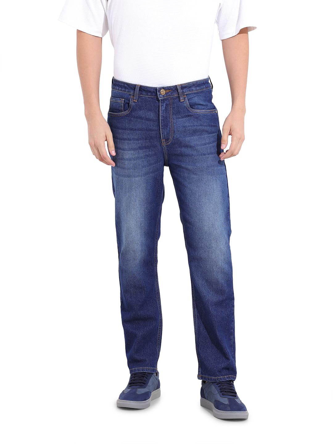 The Indian Garage Co Men Slim Straight Fit Solid Mid-Rise Stretchable Jeans