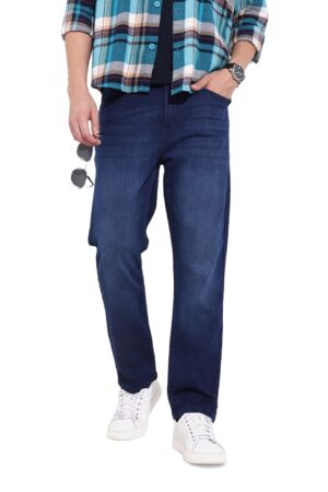 The Indian Garage Co Men Slim Straight Fit Solid Mid-Rise Stretchable Jeans