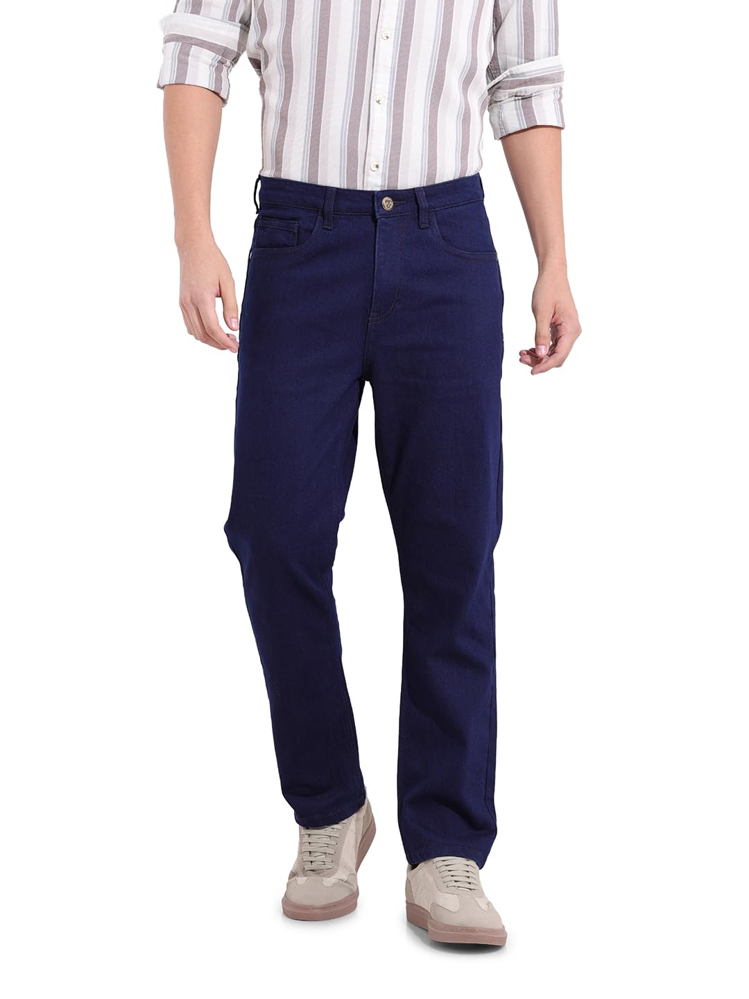 The Indian Garage Co Men Slim Straight Fit Solid Mid-Rise Stretchable Jeans