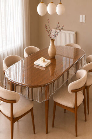 vstucart Transparent Waterproof Oval 6-Seater Table Cover