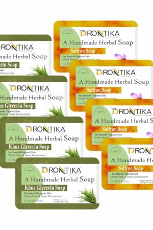 Wild & Pure Handmade Assorted Bath Soap Saffron & Khus Glycerin Combo Of Fresh Bathing Bar (Pack Of 8) Each 125gm