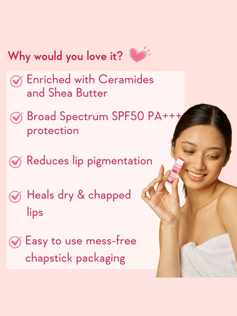 WishCare Ceramide Tinted Lip Balm SPF50 PA+++ for Women & Men - 5g