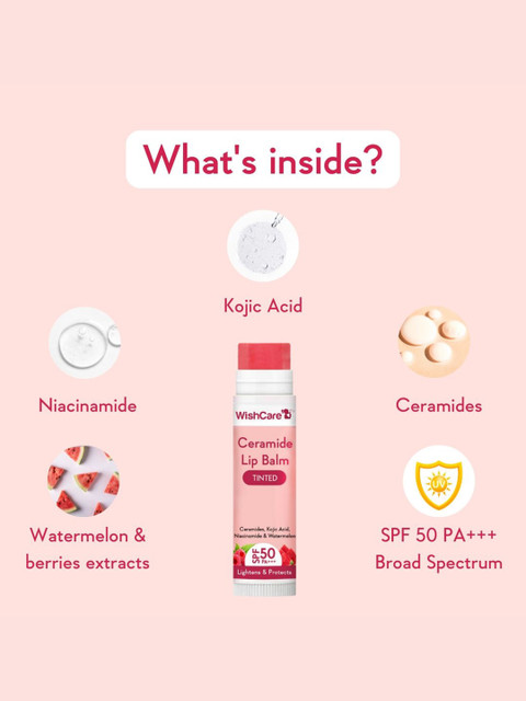 WishCare Ceramide Tinted Lip Balm SPF50 PA+++ for Women & Men - 5g