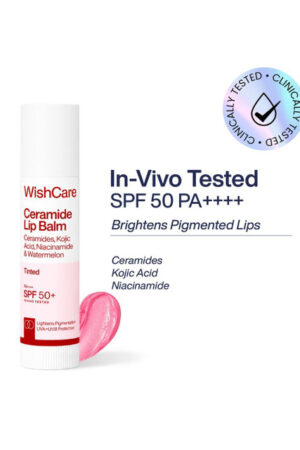 WishCare Ceramide Tinted Lip Balm SPF50 PA+++ for Women & Men - 5g