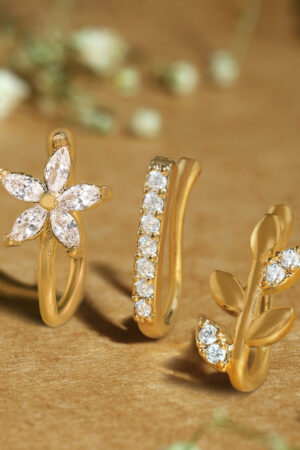 Zaveri Pearls Set Of 3 Cubic Zirconia Stone-Studded Clip On Nosepins