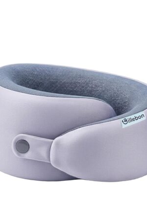 Billebon Memory Foam Neck Pillow with Cooling Gel, Snake Shape Travel Pillow with Snap Button, Neck Rest for Travelling & Flight Travel, Ergonomic Support for Comfort & Pain...