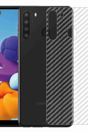 Compatible with Samsung A21 Back Screen Protective Film Carbon Fiber Skin Transparent Screen Guard Sticker