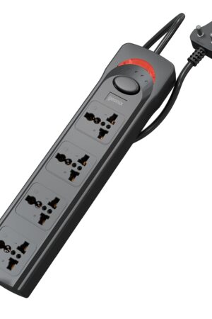 Geonix PowerSpan S4 | Extension Board with 4 Universal Sockets with on Off Button, 3mtr Long Copper Cable, 1500 Watts, 6 Amp Multi Plug for Office & Home Appliances (Black)