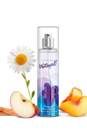 Layer’r Wottagirl Mystic Island Body Splash, 135 ml Premium Long-lasting Body Mist Spray for Women, Breezy Tropical Fragrance, Ideal for Everyday Use, Non-Irritating & Refreshing
