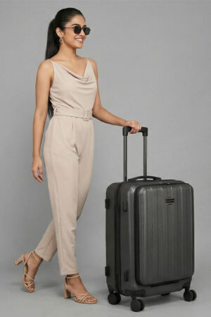 LOUIS POLO ProStripe Front Opening Hard Sided 20 Inch Trolley Suitcase -56 L