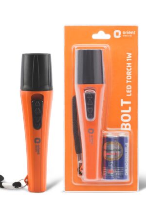 Orient Electric Bolt LED Torch Light | Orange & Black, Pack of 1