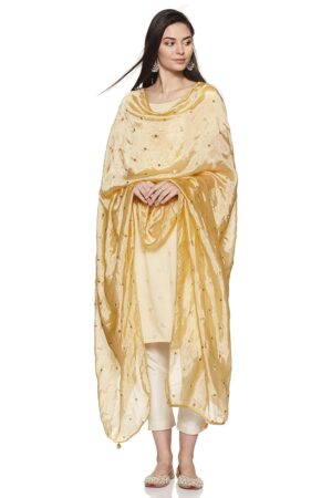 Rangriti Women's Silk a line Salwar Suit Set (RSKCFS8619_Gold_Free)