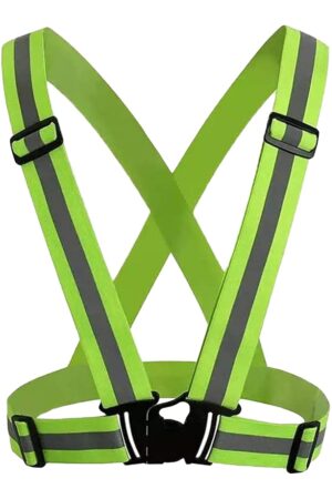 Robustt High Visibility Protective Safety Reflective Vest Belt Jacket, Night Cycling Reflector Strips Cross Belt Stripes Adjustable Vest Safety Jacket