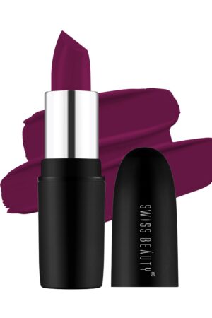 Swiss Beauty Pure Matte Creamy Lipstick | Non-drying, Highly pigmented Lipstick | Shade- Berry, 3.8gm|